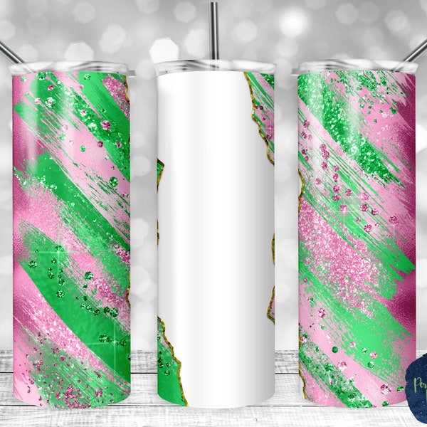 Pink and Green Glitter Milky Way, Tear Blank, PNG Sublimation Design, 20 oz Skinny Tumbler, Instant Digital Download, Mockup Included