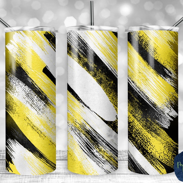 Yellow, Black, and White Matte Milky Way, PNG Sublimation Design, 20 oz Skinny Tumbler, Instant Digital Download, Mockup Included