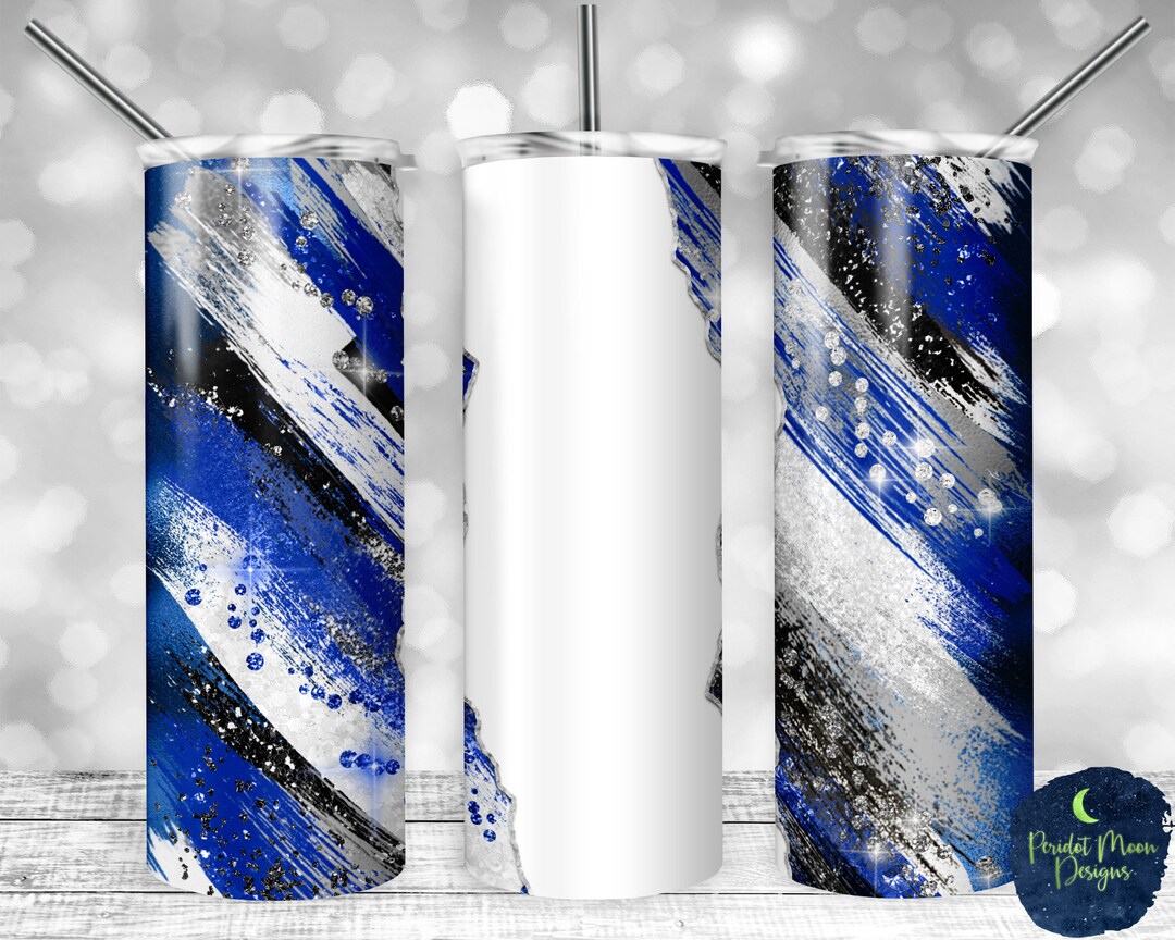 Blue White Black Gray Glitter Milky Way, Tear Blank, PNG Sublimation