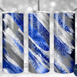 Blue, Gray, and White Glitter Milky Way, PNG Sublimation Design, 20 oz Skinny Tumbler, Instant Digital Download, Mockup Included
