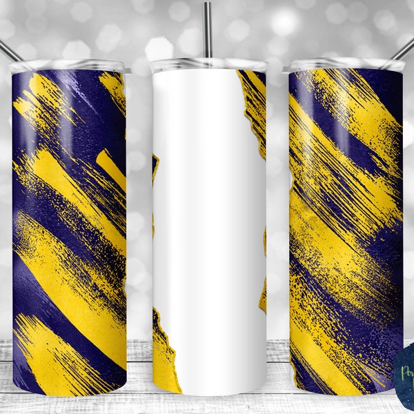 Blue and Yellow Matte Milky Way, Tear Blank, PNG Sublimation Design, 20 oz Skinny Tumbler, Instant Download, Mockup Included