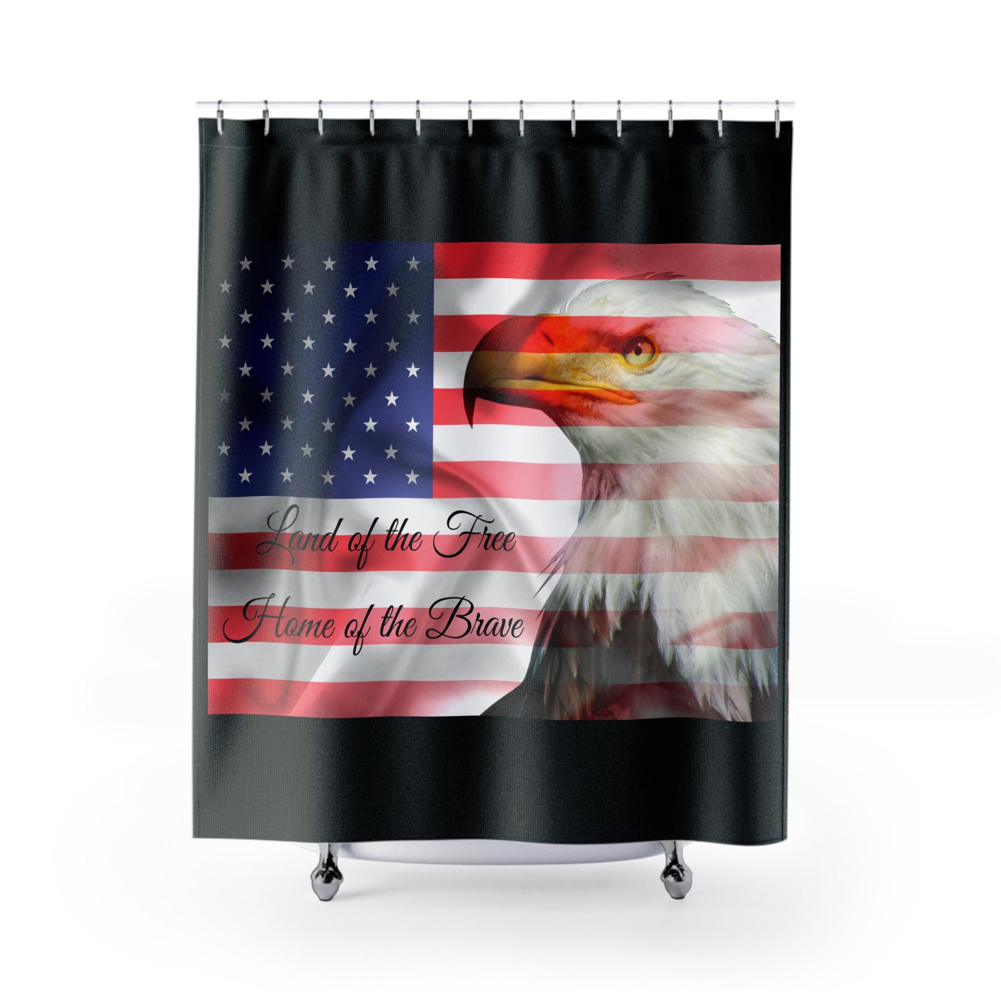 Viajar Duschvorhang Mit Amerikanischer Flagge – Wasserdicht, 137 X 183 Cm, Inkl. Haken