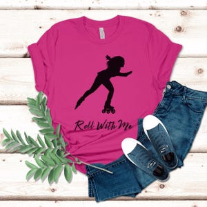 Roll With Me Roller Derby Unisex Tee, Vintage Roller Skating Shirt, Christmas Gifts for Roller Derby Girl, High Roller, Roller Blade Design,