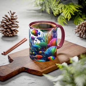 Sea Creatures Rainbow Mugs, Underwater Christmas Holiday Gifts, Ocean Life Coffee Cups, Marine Animal Tea Mugs, Colorful Fish Ceramic Cups,