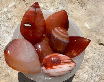 One (1) Carnelian Tear Drop | Carnelian Palm Stone | Sacral Chakra | Creativity | Energizing