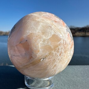 62mm High Quality Polished Stilbite Sphere | Peach Stilbite Crystal Sphere from India | Tucson Exclusive