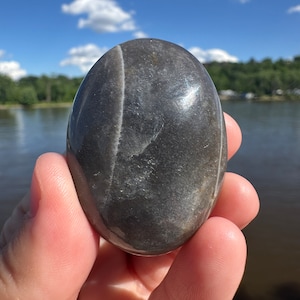 Stunning Black Moonstone Palm Stone