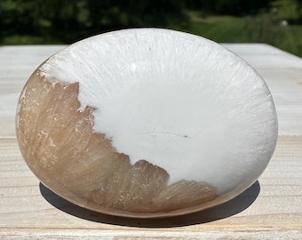 Gorgeous Polished Scolecite with Stilbite Palm Stone - #1