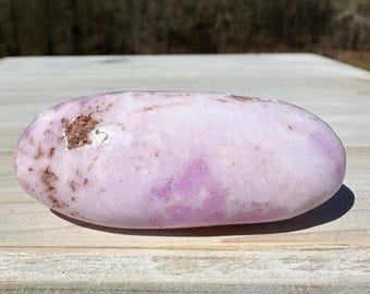 Bonita piedra de palma de aragonito rosa con hematita
