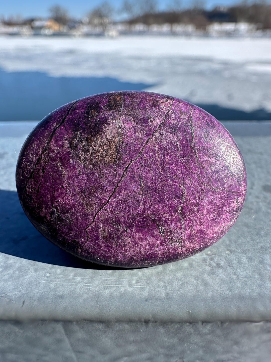 Peperite Stone Flashy Polished Purpurite Small Crystal Palm Stone | Home Decor Crystal ...