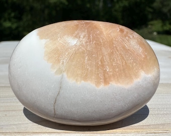 Gorgeous Polished Scolecite with Stilbite Palm Stone - #3