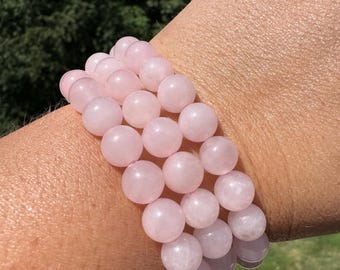 One (1) 8mm Rose Quartz Stretch Bracelet 6''
