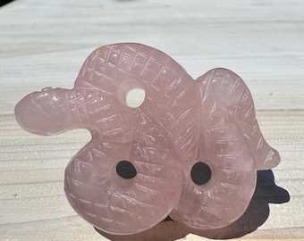 Gorgeous Rose Quartz Snake Carving - #2