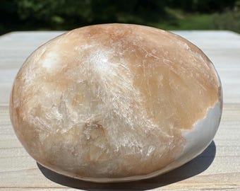 Gorgeous Polished Scolecite with Stilbite Palm Stone - #7