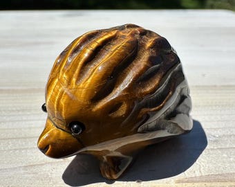 Cute Tiger Eye Hedgehog Carving - #2