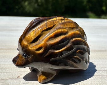 Cute Tiger Eye Hedgehog Carving - #1