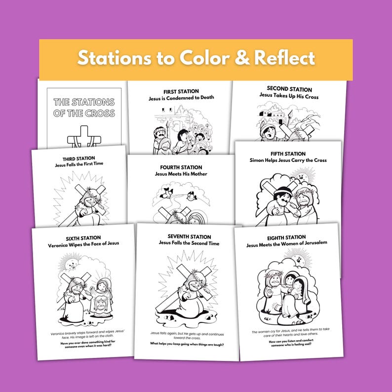 Stations of the Cross Coloring Pages: Catholic Kids Activities (PDF) - Etsy