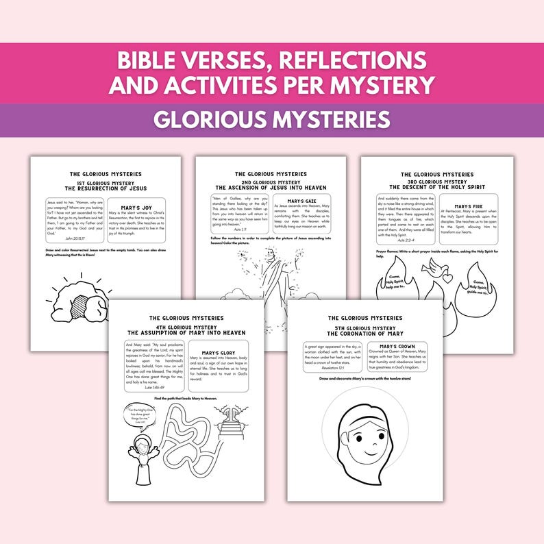 Rosary Mysteries Printable Workbook: Bible Reflections and Activities ...