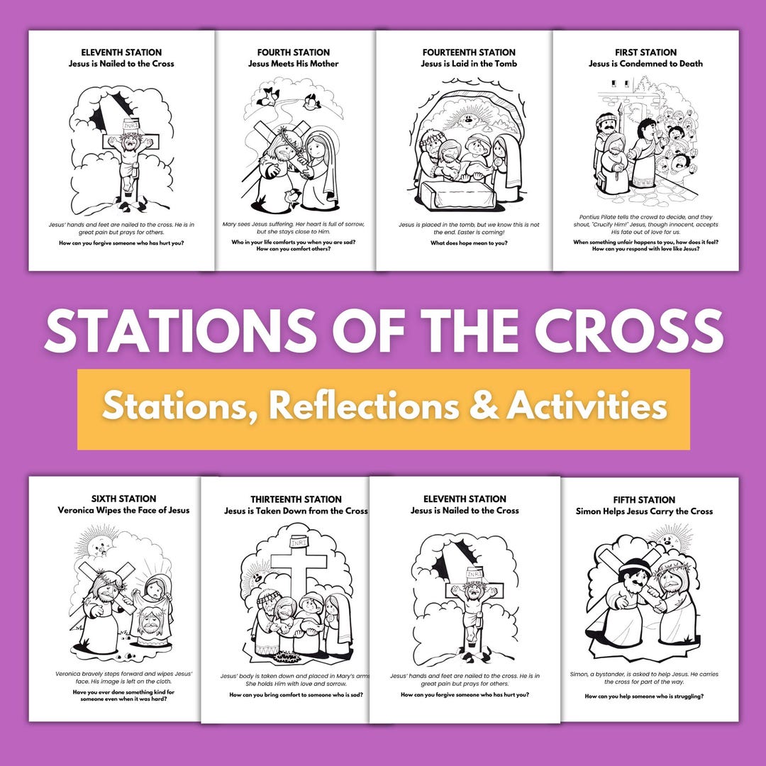 Stations of the Cross Coloring Pages: Catholic Kids Activities (PDF) - Etsy