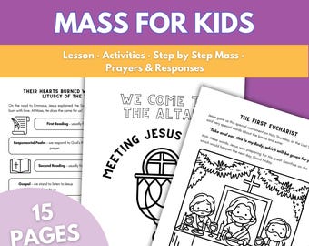 Pack d'activités Messe catholique pour enfants : préparation à la première communion (téléchargement PDF imprimable