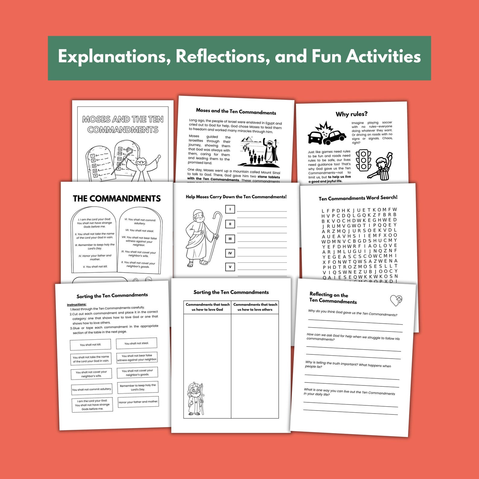 Ten Commandments Activity Pack for Kids, Catholic Printable (PDF) - Etsy