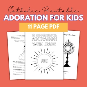 Adoration Blessed Sacrament Printable Activity Pack for Kids Catechesis Resources Catholic Printable for Kids PDF Sacrament Preparation