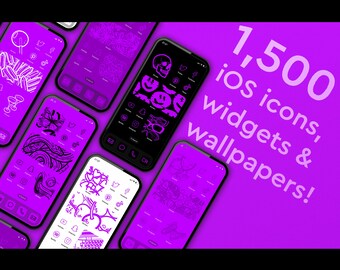PURPLE block coloured iOS app icons, widgets and wallpapers  6 VARIATIONS