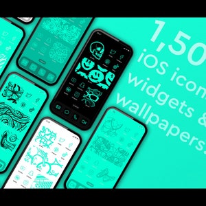 TURQUOISE block coloured iOS app icons, widgets and wallpapers  6 VARIATIONS