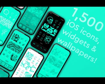 TURQUOISE block coloured iOS app icons, widgets and wallpapers  6 VARIATIONS