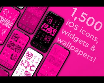 PINK block coloured iOS app icons, widgets and wallpapers  6 VARIATIONS