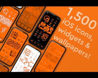 ORANGE block coloured iOS app icons, widgets and wallpapers  6 VARIATIONS