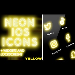 Yellow neon iOS app icons, widgets and lock screens