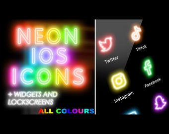 ALL COLOURS neon iOS app icons, widgets and lock screens