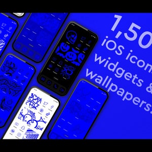 INDIGO block coloured iOS app icons, widgets and wallpapers  6 VARIATIONS
