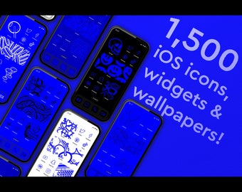 INDIGO block coloured iOS app icons, widgets and wallpapers  6 VARIATIONS