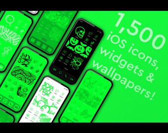 GREEN block coloured iOS app icons, widgets and wallpapers  6 VARIATIONS