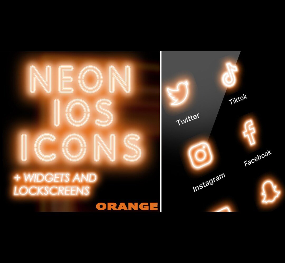 Orange Neon Ios App Icons, Widgets and Lock Screens Etsy