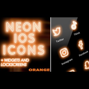 Orange neon iOS app icons, widgets and lock screens