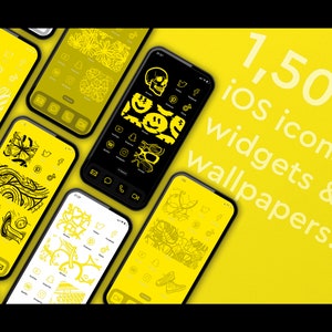YELLOW block coloured iOS app icons, widgets and wallpapers  6 VARIATIONS
