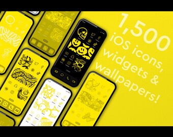 YELLOW block coloured iOS app icons, widgets and wallpapers  6 VARIATIONS
