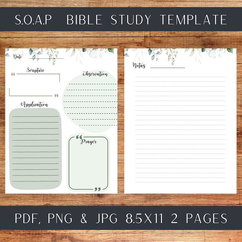 SOAP Bible Study Printable Template With Printable Bible Etsy