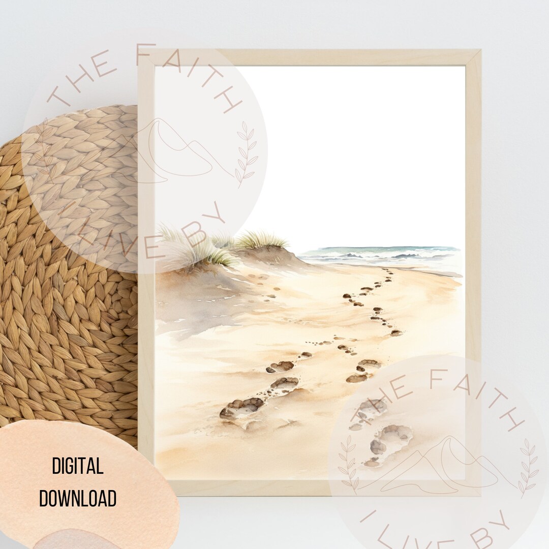 Footprints in the Sand Poem Printable Wall Art, Modern Christian ...