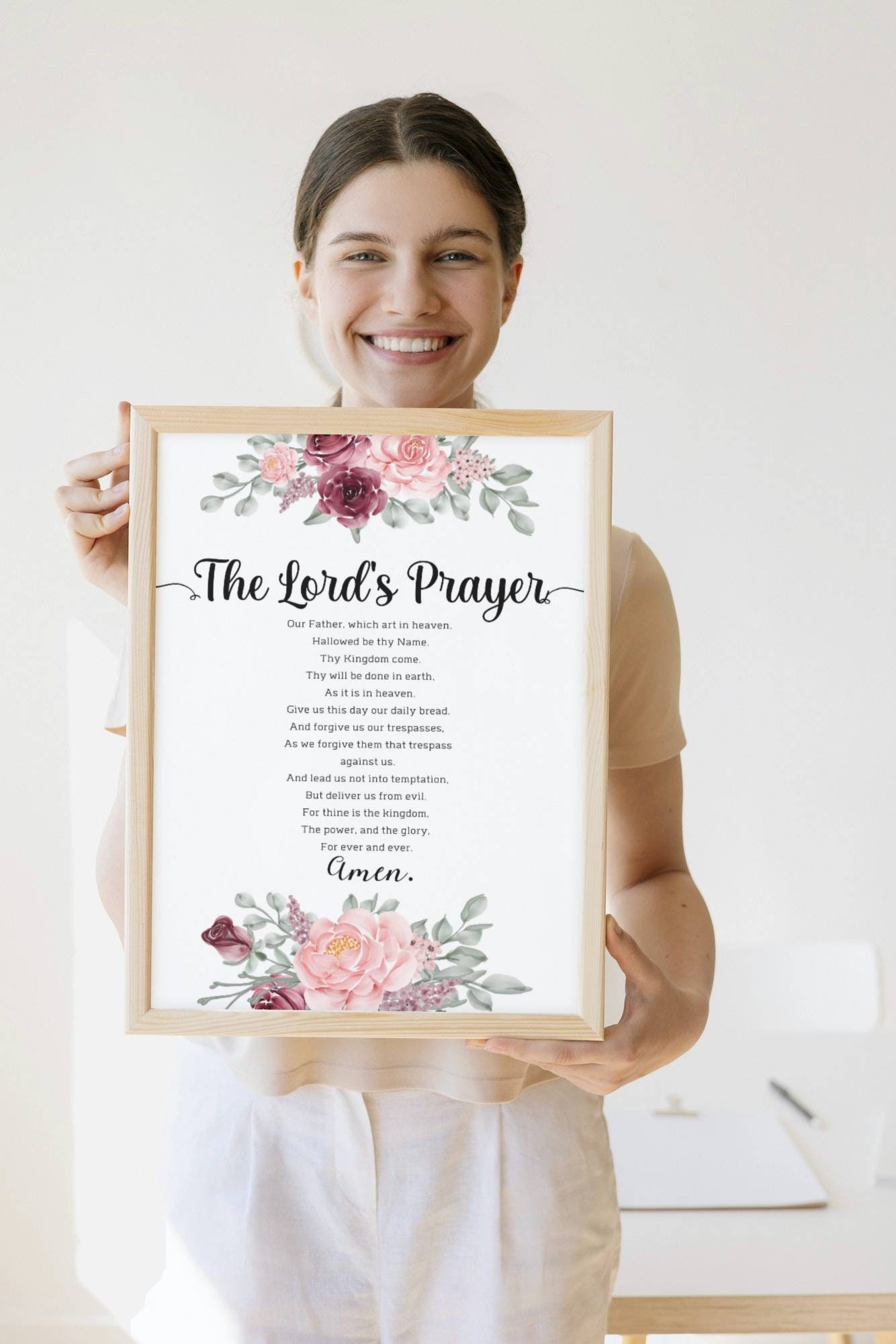 The Lord's Prayer Floral Bible Art Christian Gift Etsy UK