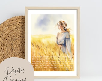 Where you go I will go & where you stay I will stay, Digital Watercolor Bible Verse Jesus Art, Mothers Day gift Ruth and Naomi, Church decor
