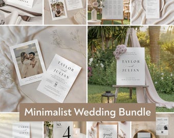 Modern Minimalist Wedding Sign Bundle, Editable Templates (Digital Download)