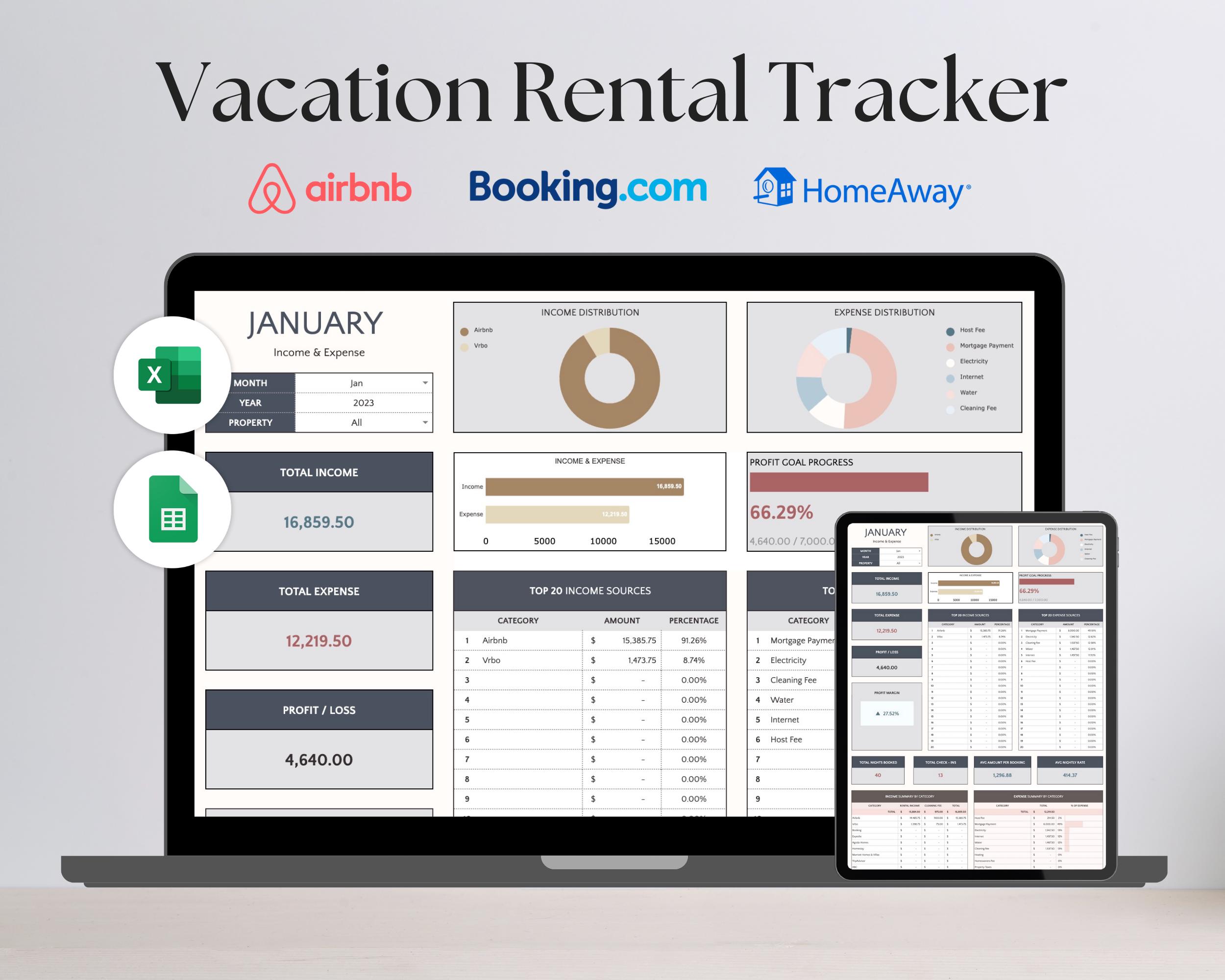 Rental Property Tracker Landlord Spreadsheet Multi Property Income and ...