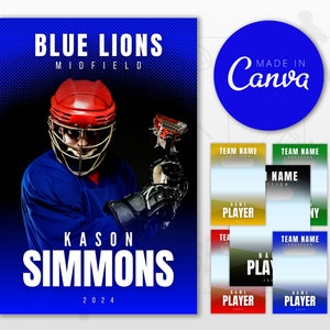 Lacrosse Poster Template, Customizable Senior Banner Canva Template, Personalized DIY High School Sports Poster, 36x24 Printable