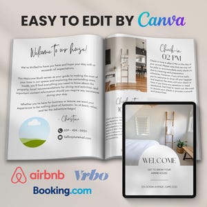 Airbnb Welcome Book Template, Fully Editable Vacation Rental Welcome Book, House Host Manual Guidebook Template, Airbnb Guest Book