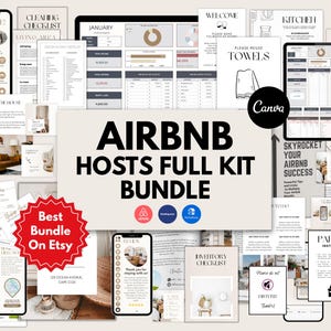 Modèle Airbnb de livre de bienvenue Airbnb Host Bundle 2025, enseignes Airbnb modifiables, listes de contrôle de nettoyage, hôte Canva Airbnb, publication Instagram
