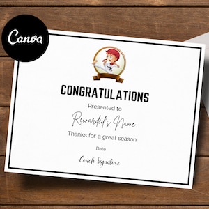 Editable Kids Karate & Taekwondo Award Certificates | CANVA Template | Printable Judo, jiu jitsu | Custom Certificate Online Template